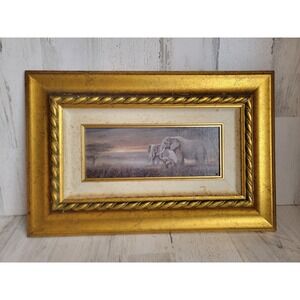 Framed Safari canvas elephant art vintage hanging home decor family zoo